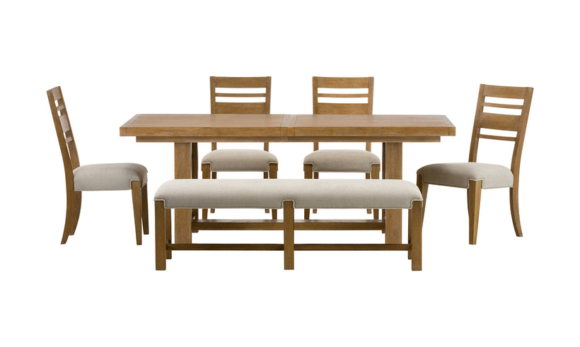 Plum Creek Dining Table, Bench, and 4 Chairs